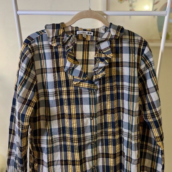 J.W. Anderson Seersucker Ruffle Plaid Blouse - Picture 4 of 6